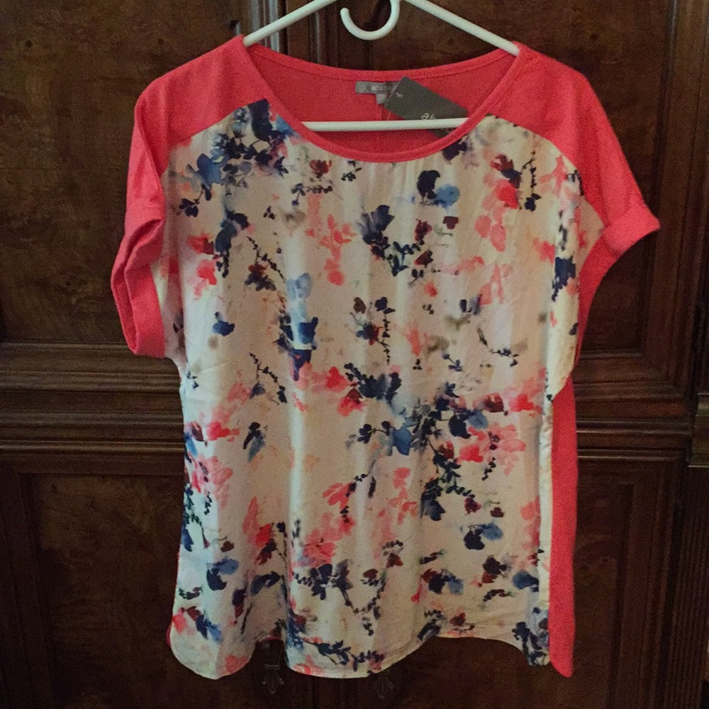 Floral top with solid color back